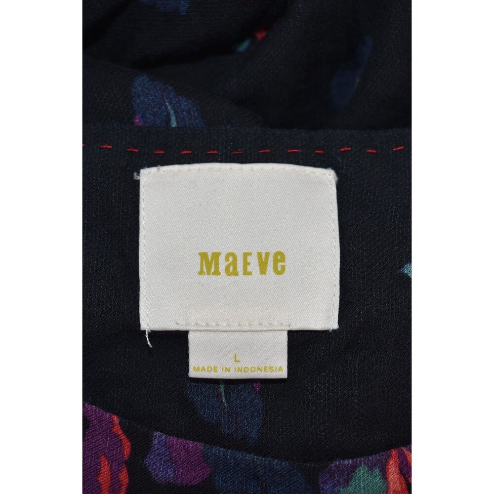 Maeve Anthropologie Gardenia Boat Neck Top Black Multi Color Floral Large - Picture 6 of 9